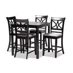 Espresso Brown Finished Wood 5-Piece Counter Height Pub Dining Set