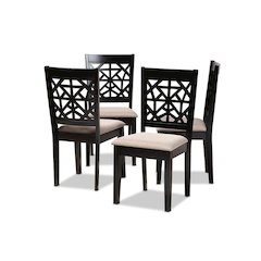 Espresso Brown Finished Wood 4-Piece Dining Chair Set