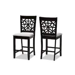 Espresso Brown Finished Wood 2-Piece Counter Height Pub Chair Set