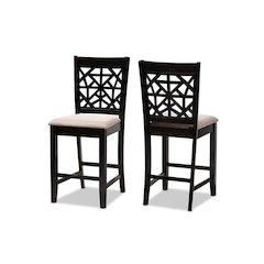 Espresso Brown Finished Wood 2-Piece Counter Height Pub Chair Set