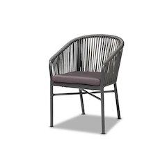 Marcus Modern and Contemporary Grey Finished Rope and Metal Outdoor Dining Chair