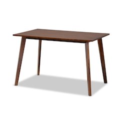 Transitional Walnut Brown Finished Rectangular Wood Dining Table