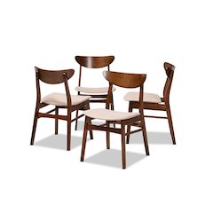 Walnut Brown Finished Wood 4-Piece Dining Chair Set