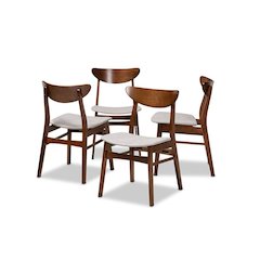 Walnut Brown Finished Wood 4-Piece Dining Chair Set