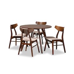 Walnut Brown Finished Wood 5-Piece Dining Set