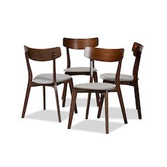 Walnut Brown Finished Wood 4-Piece Dining Chair Set