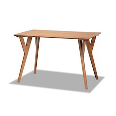 Sahar Mid-Century Modern Transitional Walnut Brown Finished Wood Dining Table
