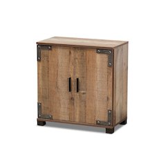 Farmhouse Rustic Finished Wood 2-Door Shoe Cabinet