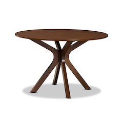 Walnut Brown Finished 45-Inch-Wide Round Wood Dining Table