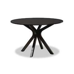 Dark Brown Finished 45-Inch-Wide Round Wood Dining Table