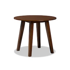 Walnut Brown Finished 35-Inch-Wide Round Wood Dining Table