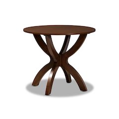 Walnut Brown Finished 35-Inch-Wide Round Wood Dining Table
