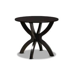 Dark Brown Finished 35-Inch-Wide Round Wood Dining Table