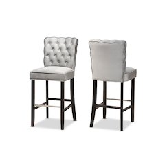 Dark Brown Finished Wood 2-Piece Bar Stool Set