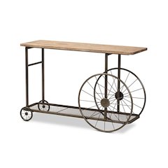 Black Finished Metal Wheeled Console Table