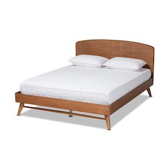 Transitional Walnut Brown Finished Wood Full Size Platform Bed