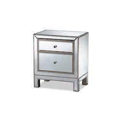 Baxton Studio Fadri Contemporary Glam and Luxe Mirrored 2-Drawer End Table