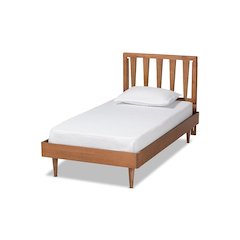 Kuro Modern and Contemporary Walnut Brown Finished Wood Twin Size Platform Bed