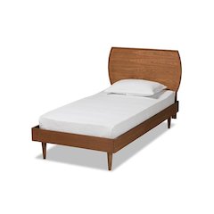 Yori Mid-Century Modern Walnut Brown Finished Wood Twin Size Platform Bed