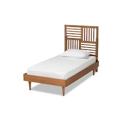 Romy Modern and Contemporary Walnut Brown Finished Wood Twin Size Platform Bed