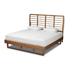 Lucie Modern and Contemporary Walnut Brown Finished Wood King Size Platform Bed