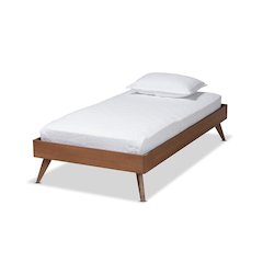 Ash Walnut Finished Wood Twin Size Platform Bed Frame