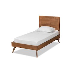 Jiro Mid-Century Modern Walnut Brown Finished Wood Twin Size Platform Bed