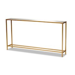Glam Gold Finished Metal and Mirrored Glass Console Table