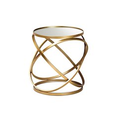 Desma Glam and Luxe Gold Finished Metal and Mirrored Glass End Table