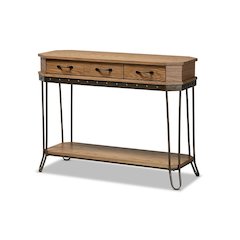 Black Finished Metal 3-Drawer Console Table