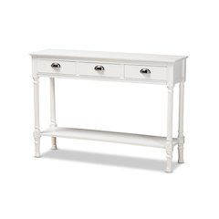 Garvey French Provincial White Finished Wood 3-Drawer Entryway Console Table