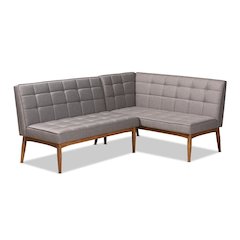 Walnut Brown Finished Wood 2-Piece Dining Nook Banquette Set