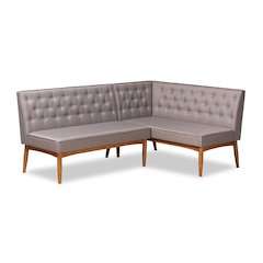 Walnut Brown Finished Wood 2-Piece Dining Nook Banquette Set