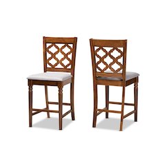 Walnut Brown Finished Wood 2-Piece Counter Stool Set