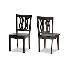 Transitional Dark Brown Finished Wood 2-Piece Dining Chair Set