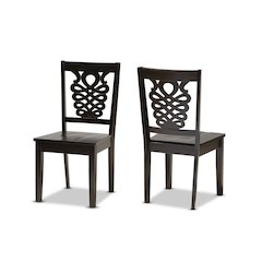 Transitional Dark Brown Finished Wood 2-Piece Dining Chair Set