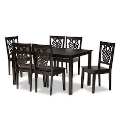 Transitional Dark Brown Finished Wood 7-Piece Dining Set
