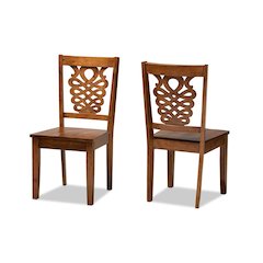 Transitional Walnut Brown Finished Wood 2-Piece Dining Chair Set