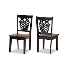 Walnut Brown Finished Wood 2-Piece Dining Chair Set