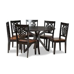 Walnut Brown Finished Wood 7-Piece Dining Set