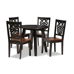 Walnut Brown Finished Wood 5-Piece Dining Set