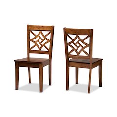 Walnut Brown Finished Wood 2-Piece Dining Chair Set