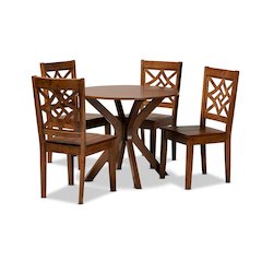 Miela Modern and Contemporary Walnut Brown Finished Wood 5-Piece Dining Set