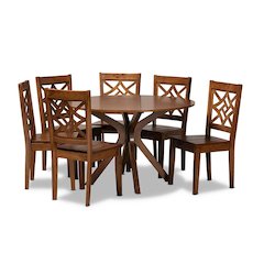 Miela Modern and Contemporary Walnut Brown Finished Wood 7-Piece Dining Set