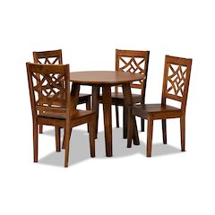Rava Modern and Contemporary Walnut Brown Finished Wood 5-Piece Dining Set