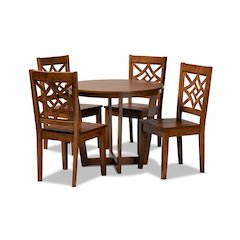 Brava Modern and Contemporary Walnut Brown Finished Wood 5-Piece Dining Set