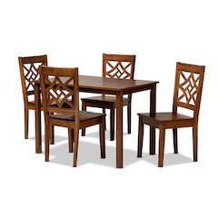 Nicolette Modern and Contemporary Walnut Brown Finished Wood 5-Piece Dining Set