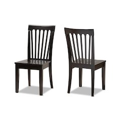 Transitional Dark Brown Finished Wood 2-Piece Dining Chair Set