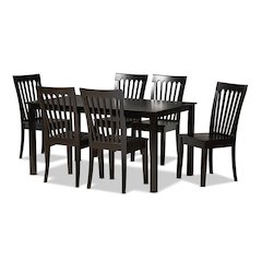 Erion Modern and Contemporary Dark Brown Finished Wood 7-Piece Dining Set