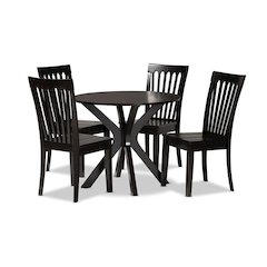 Zora Modern and Contemporary Dark Brown Finished Wood 5-Piece Dining Set